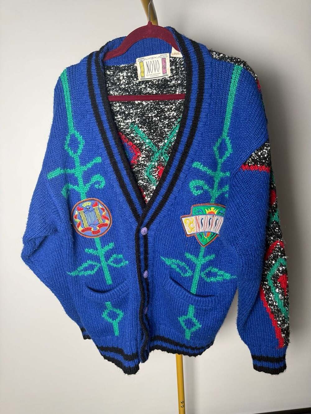 Vintage chunky Novo Cardigan oversized sz M Mohair Wool Blend Vintage 80s Sweate
